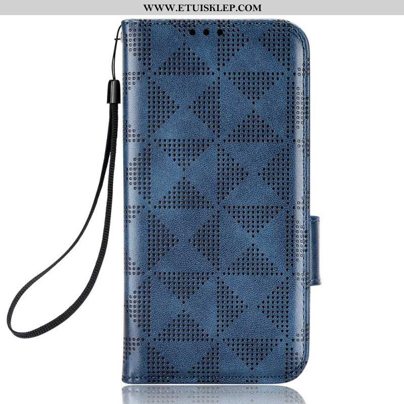 Etui Folio do iPhone 14 Trójkąty Ze Smyczą